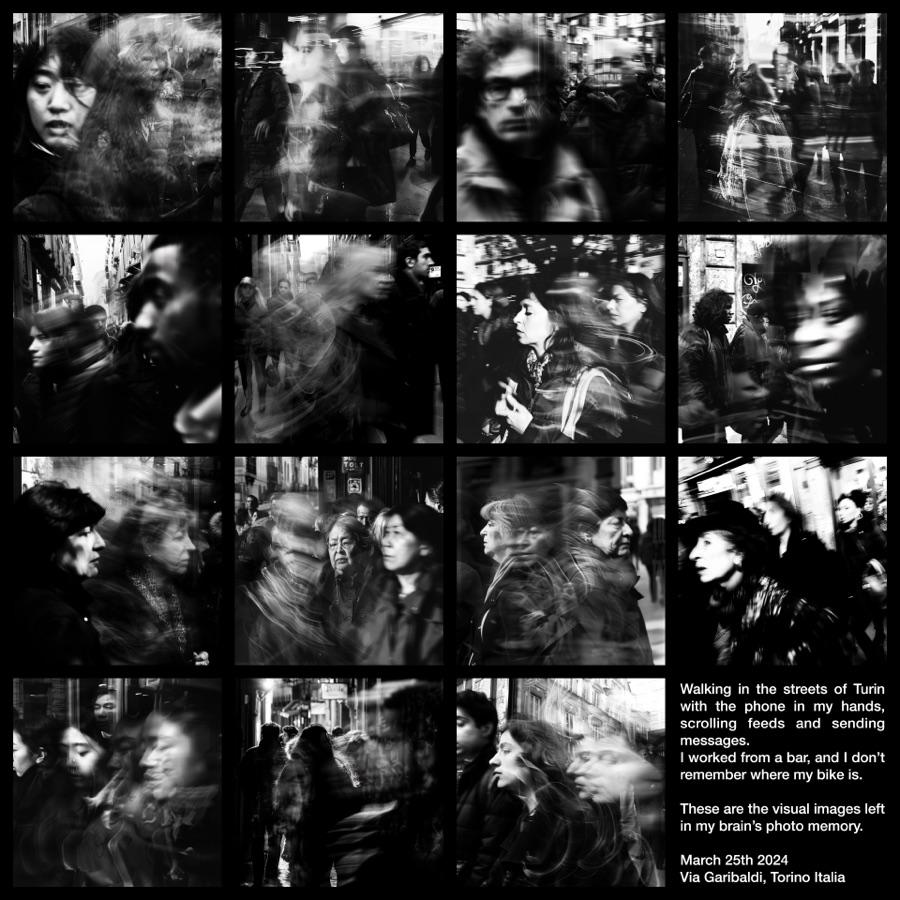 Walking in the streets of Turin with the phone in my hands, scrolling feeds and sending messages