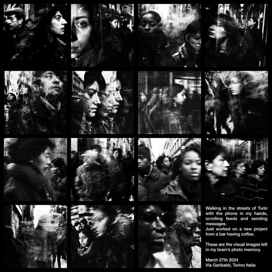 Walking in the streets of Turin with the phone in my hands, scrolling feeds and sending messages