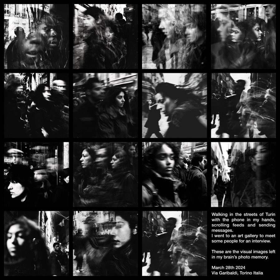 Walking in the streets of Turin with the phone in my hands, scrolling feeds and sending messages