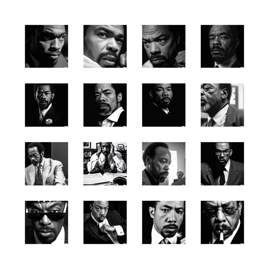 A black and white portrait of ___ in the style of ___